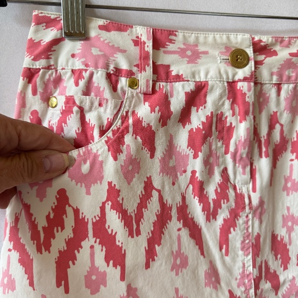 J MCLAUGHLIN IKAT GEOMETRIC SKIRT COTTON BLD CLASSIC PREPPY BOHO COASTAL CHIC 2 - Picture 3 of 10